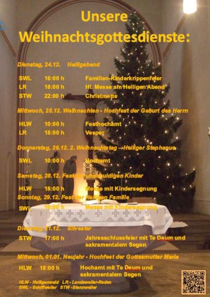 Weihnachtsgottesdienste Schiffweiler St. Martin